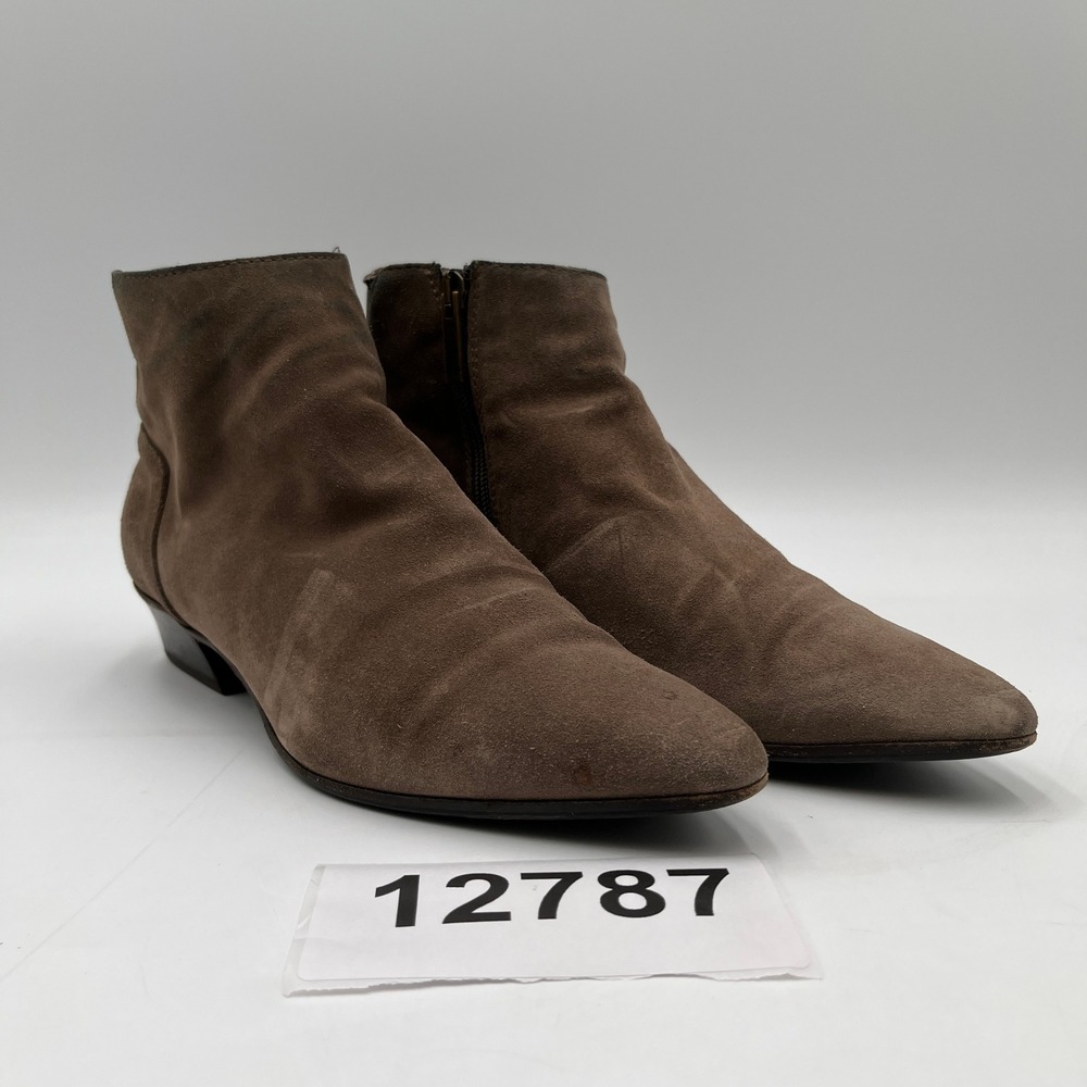 Vero Cuoio Aquatalia Bootie Womens 8.5 Brown Suede Almond Toe Side Zip Boots